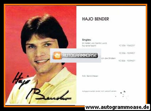 Autogramm Schlager | Hajo BENDER | 1985 "Im Hafen Von Santa Lucia"