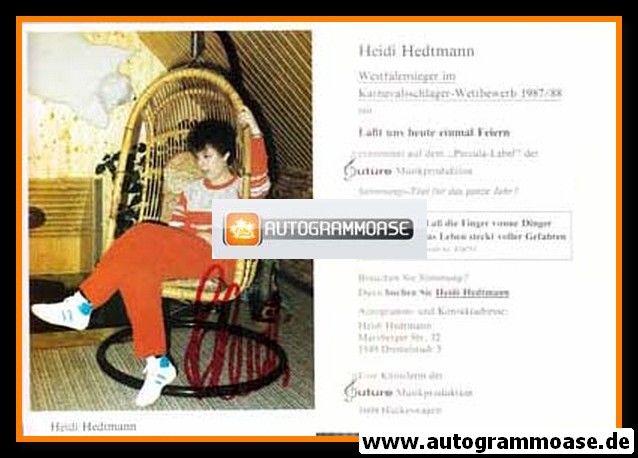 Autogramm Volksmusik | Heidi HEDTMANN | 1988 "Lass Die Finger Vonne Dinger"