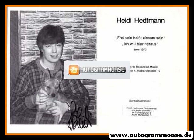 Autogramm Volksmusik | Heidi HEDTMANN | 1985 "Frei Sein Heisst Einsam Sein"