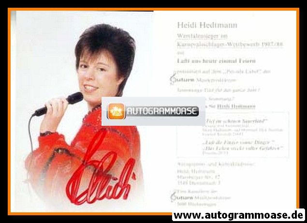 Autogramm Volksmusik | Heidi HEDTMANN | 1990er "Tief Im Schönen Sauerland"