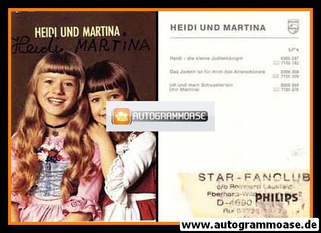 Autogramme Volksmusik | HEIDI + MARTINA | 1978 "Ich Und Mein Schwesterlein"