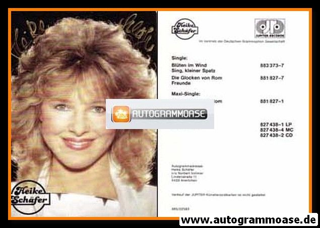 Autogramm Schlager | Heike SCHÄFER | 1985 "Die Glocken Von Rom" (Jupiter)