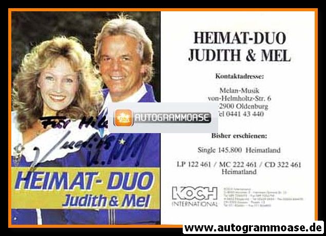 Autogramme Schlager | JUDITH & MEL | 1990 "Heimatland" (Portrait Color Koch)