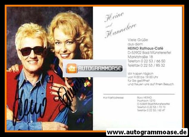 Autogramme Schlager | HEINO & HANNELORE | 1990er (Portrait Color) Rathaus-Cafe