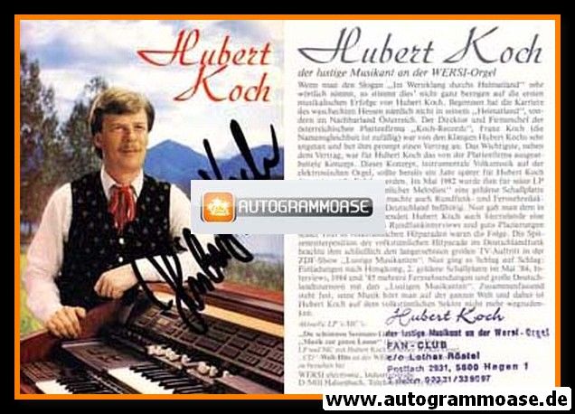 Autogramm Instrumental (Orgel) | Hubert KOCH | 1980er (Portrait Color) Wersi