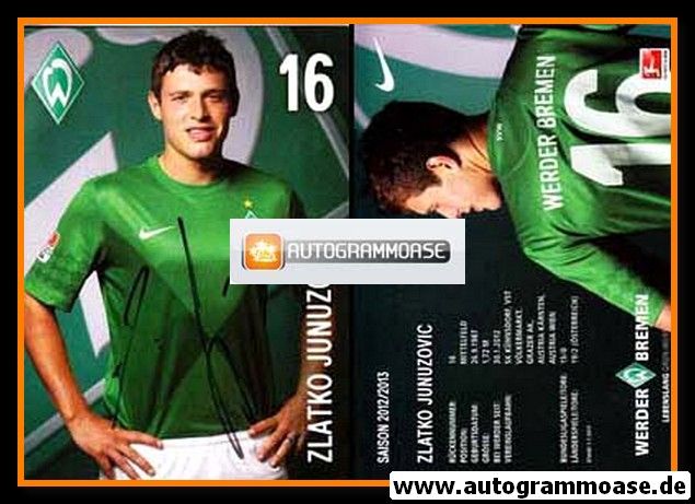 Autogramm Fussball | SV Werder Bremen | 2012 | Zlatko JUNUZOVIC (ohne Logo)