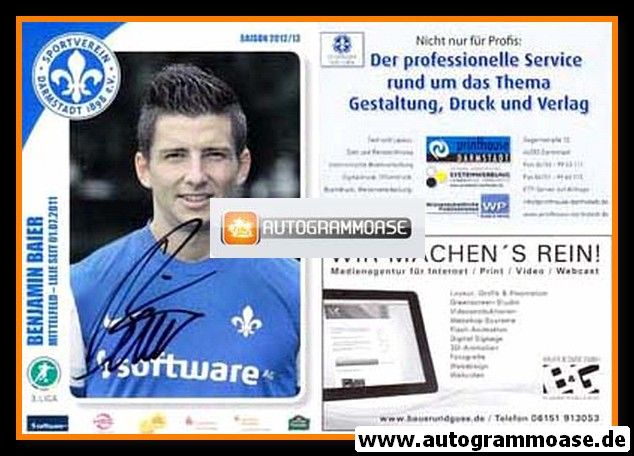 Autogramm Fussball | SV Darmstadt 98 | 2012 | Benjamin BAIER