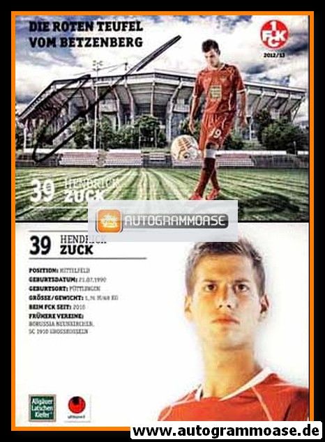 Autogramm Fussball | 1. FC Kaiserslautern | 2012 | Hendrick ZUCK