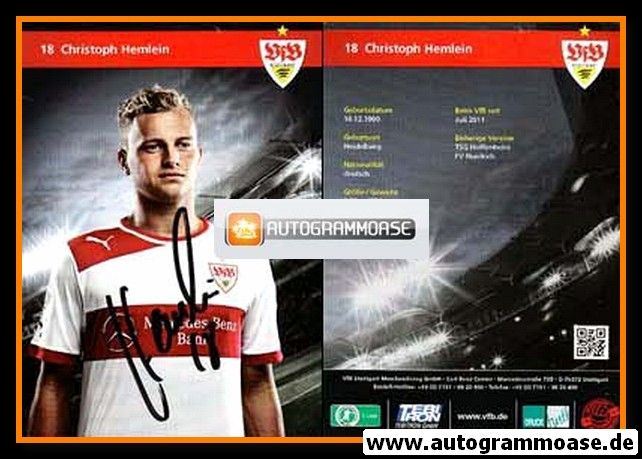 Autogramm Fussball | VfB Stuttgart | 2012 | Christoph HEMLEIN