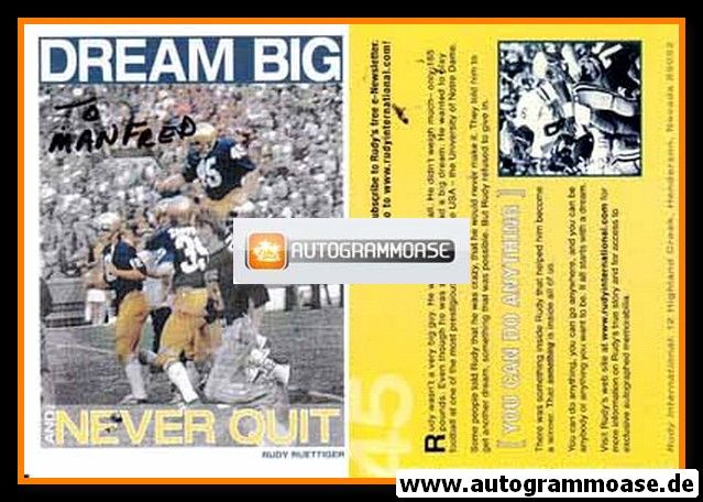 Autogramm American Football | Rudy RUETTIGER | 2000er (Dream Big)
