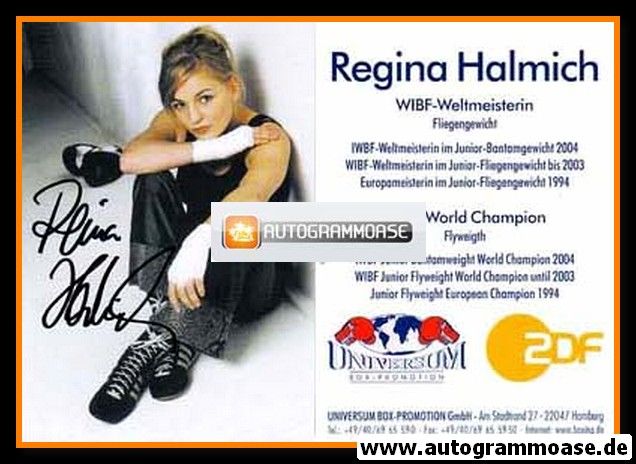 Autogramm Boxen | Regina HALMICH | 2004 (Portrait Color Universum ZDF)