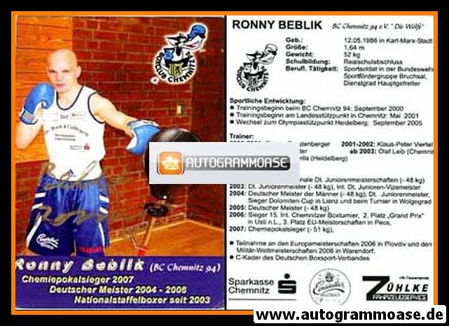 Autogramm Boxen | Ronny BEBLIK | 2007 (BC Chemnitz)