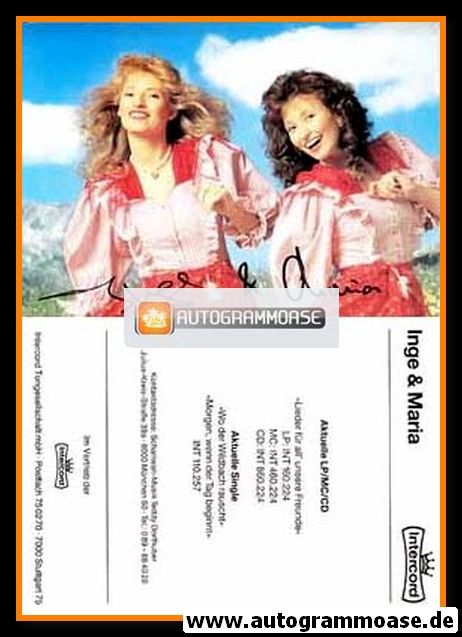 Autogramme Volksmusik | INGE + MARIA | 1988 "Lieder Für All´ Unsere Freunde"
