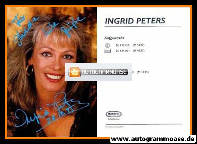 Autogramm Schlager | Ingrid PETERS | 1994 "Aufgewacht" (Monopol)