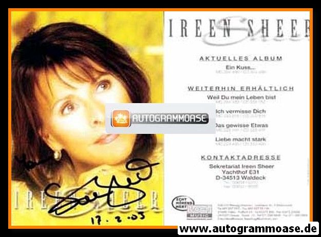 Autogramm Schlager | Ireen SHEER | 2000 "Ein Kuss" (Koch)