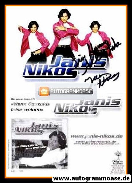 Autogramm Schlager | Janis NIKOS | 2001 "Wenn Bouzukis Leise Weinen" (Portrait Color Palm)