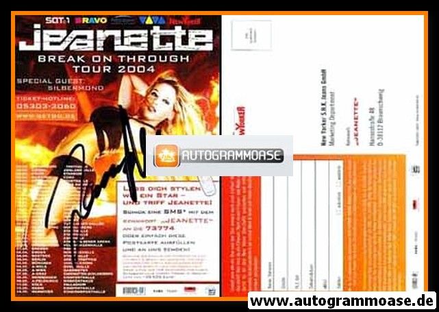 Autogramm Pop | Jeanette BIEDERMANN | 2004 (Break On Through Tour)