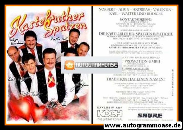 Autogramme Volksmusik | KASTELRUTHER SPATZEN | 1998 Druck (Portrait Color) Koch