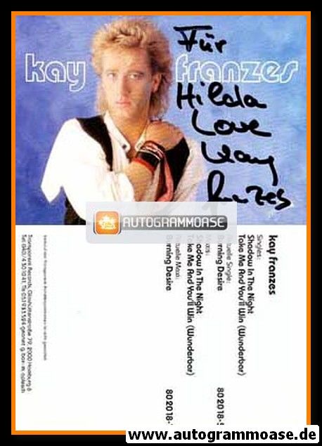 Autogramm Pop | Kay FRANZES | 1986 "Burning Desire"