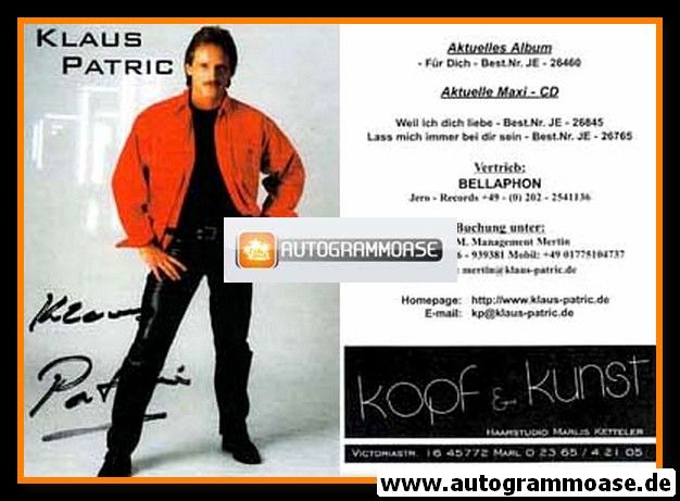 Autogramm Schlager | Klaus PATRIC | 2000 "Für Dich" (Portrait Color)
