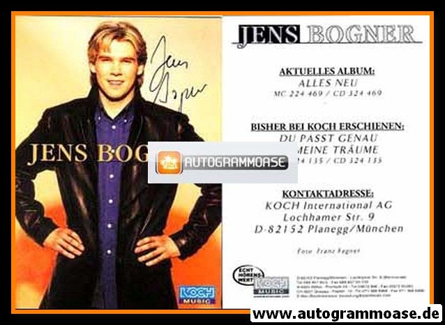 Autogramm Schlager | Jens BOGNER | 2000 "Alles Neu"