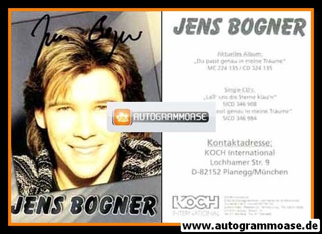 Autogramm Schlager | Jens BOGNER | 1998 "Du Passt Genau In Meine Träume"