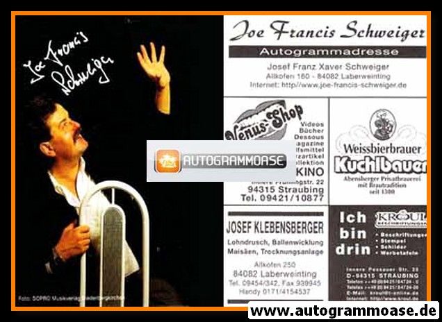Autogramm Schlager | Joe Francis SCHWEIGER | 2000er Druck (Portrait Color Sopro)