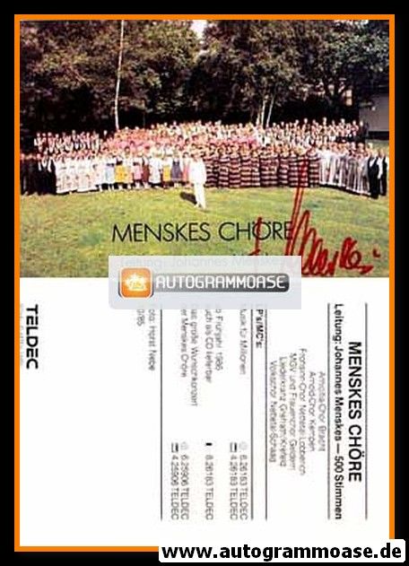Autogramm Dirigent | Johannes MENSKES | 1985 Chor "Musik Für Millionen"