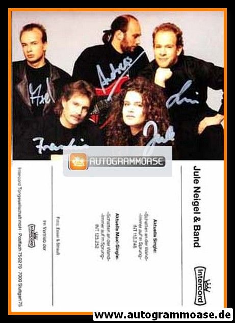 Autogramme Rock | Jule NEIGEL + Band | 1988 "Schatten An Der Wand" (Intercord)