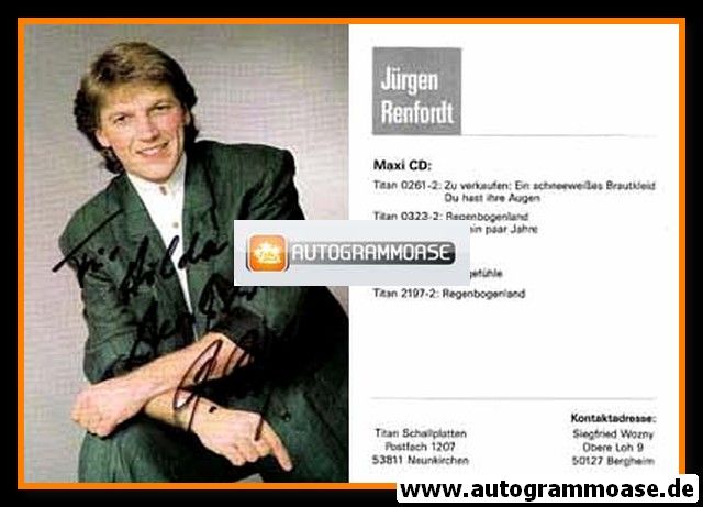 Autogramm Schlager | Jürgen RENFORDT | 1996 "Regenbogenland" (Portrait Color Titan)