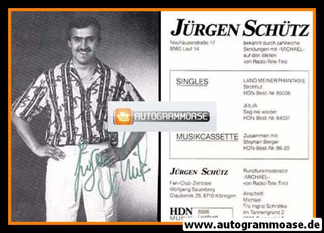 Autogramm Schlager | Jürgen SCHÜTZ | 1980er "Land Meiner Phantasie"