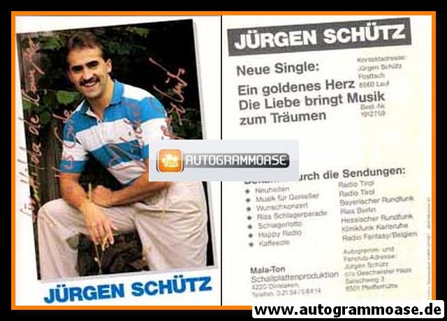 Autogramm Schlager | Jürgen SCHÜTZ | 1988 "Ein Goldenes Herz"