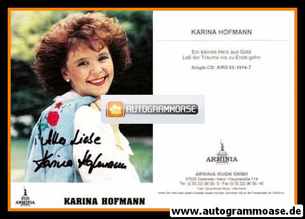 Autogramm Volksmusik | Karina HOFMANN | 1996 "Ein Kleines Herz Aus Gold" (Arminia)