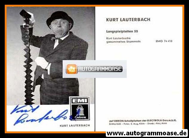 Autogramm Karneval | Kurt LAUTERBACH | 1971 "Gesammeltes Stammeln" (Portrait SW) EMI