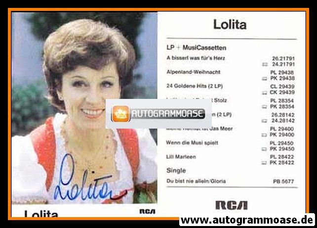 Autogramm Schlager | LOLITA | 1982 "Du Bist Nie Allein" (RCA) 1