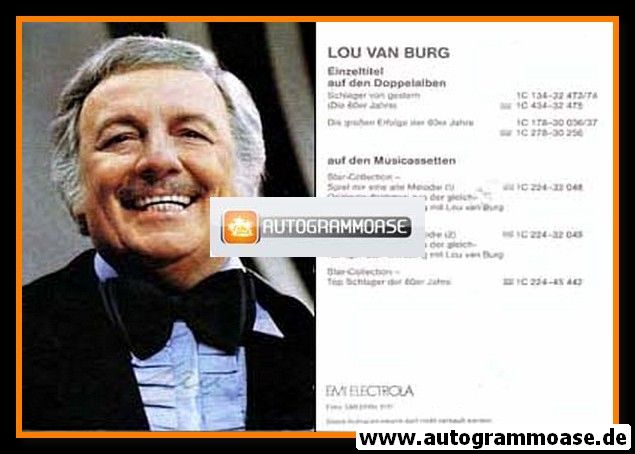 Autogramm Schlager | Lou VAN BURG | 1980er (Diskografie EMI Electrola)