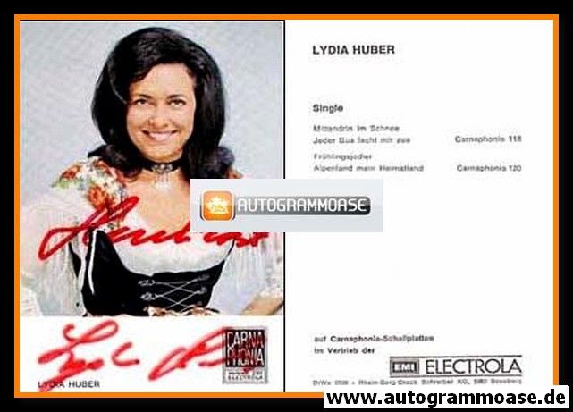 Autogramm Volksmusik | Lydia HUBER | 1970er "Frühlingsjodler" (EMI)