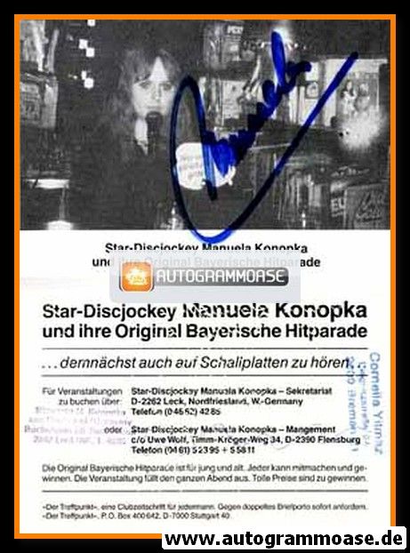 Autogramm Mundart | Manuela KONOPKA | 1980er (Bayerische Hitparade)