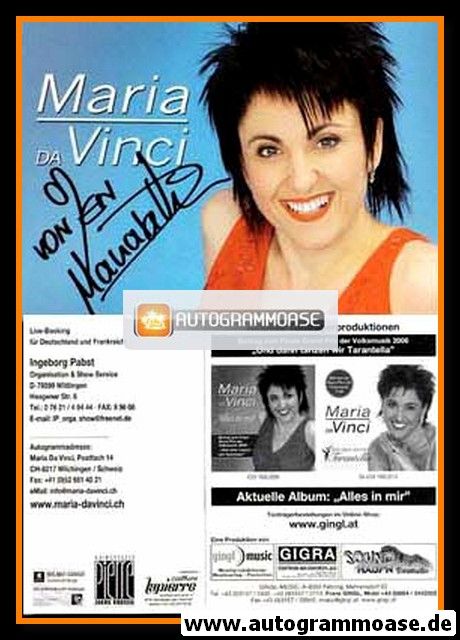 Autogramm Schlager | Maria DA VINCI | 2006 "Und Dann Tanzen Wir Tarantella" (Gingl)