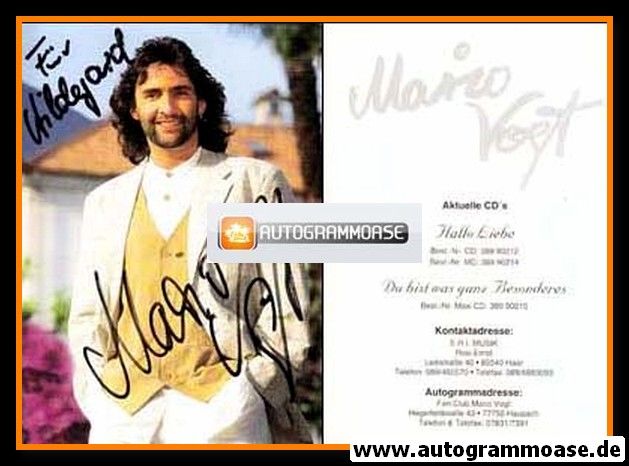 Autogramm Schlager | Mario VOGT | 1994 "Hallo Liebe"