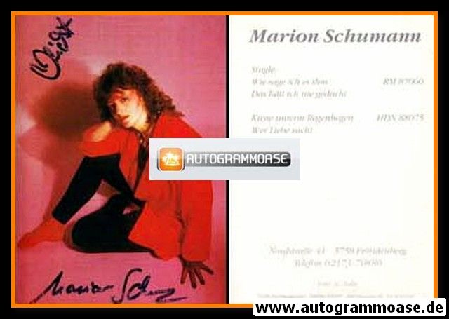 Autogramm Schlager | Marion SCHUMANN | 1987 "Wie Sage Ich Es Ihm"