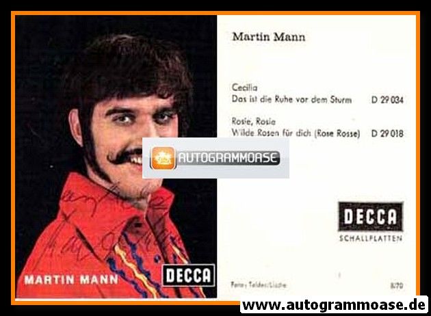 Autogramm Schlager | Martin MANN | 1970 "Cecilia" (Portrait Color Decca)
