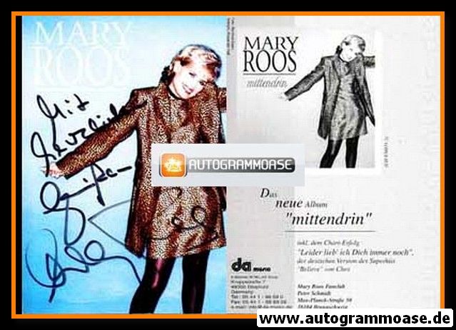 Autogramm Schlager | Mary ROOS | 1999 "Mittendrin" (DA Music)