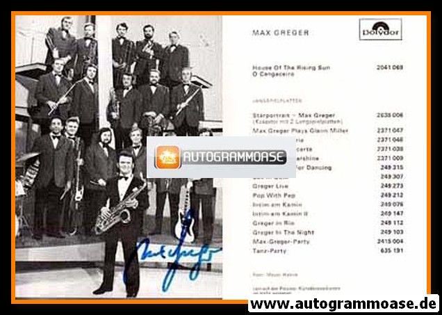 Autogramm Jazz | Max GREGER | 1976 "Starportrait" (Orchester SW Polydor)