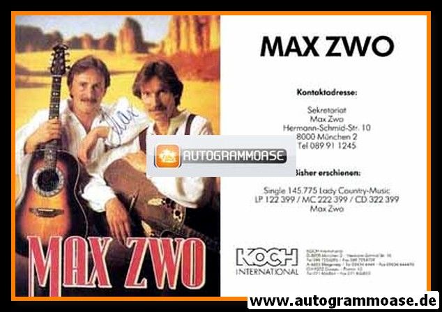 Autogramme Country | MAX ZWO | 1990 "Lady Country-Music"