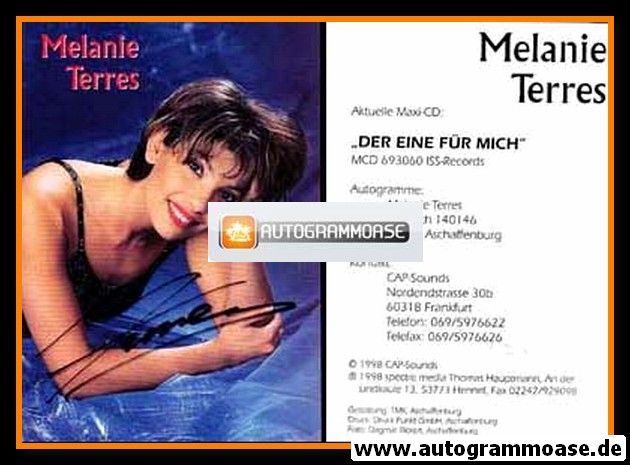 Autogramm Schlager | Melanie TERRES | 1999 "Der Eine Für Mich"
