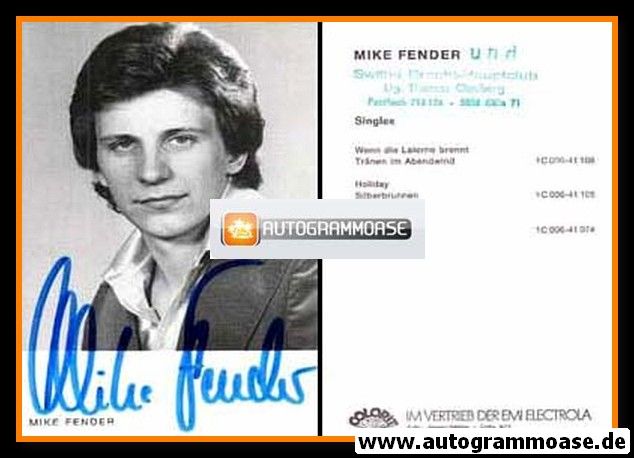 Autogramm Schlager | Mike FENDER | 1976 "Wenn Die Laterne Brennt" (Portrait SW Electrola)