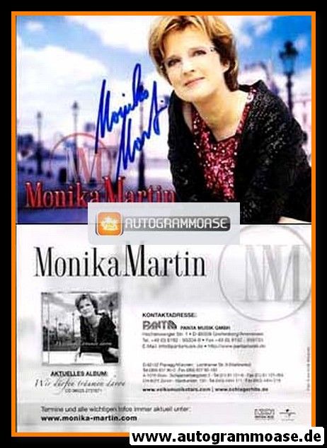 Autogramm Schlager | Monika MARTIN | 2010 "Wir Dürfen Träumen Davon" (Koch)
