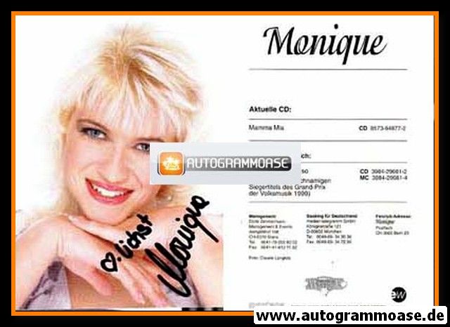 Autogramm Schlager | MONIQUE | 2000 "Mamma Mia" (Eastwest)