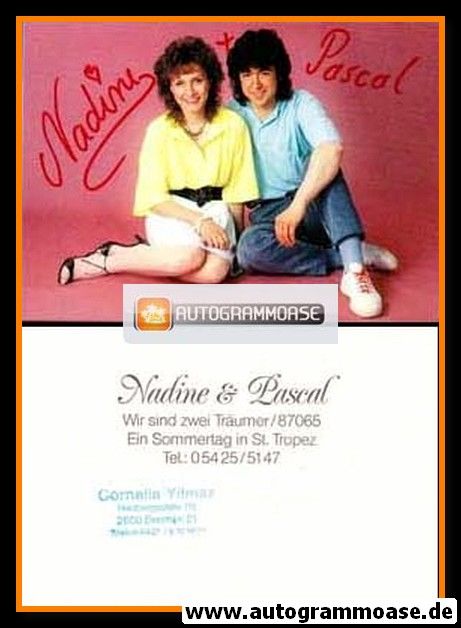 Autogramme Schlager | NADINE & PASCAL | 1990er "Wir Sind Zwei Träumer"